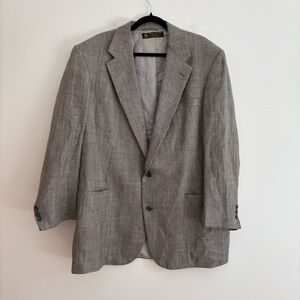 Brooks Brothers 100% Wool Micro Houndstooth Blazer Gray Office Classic 46L